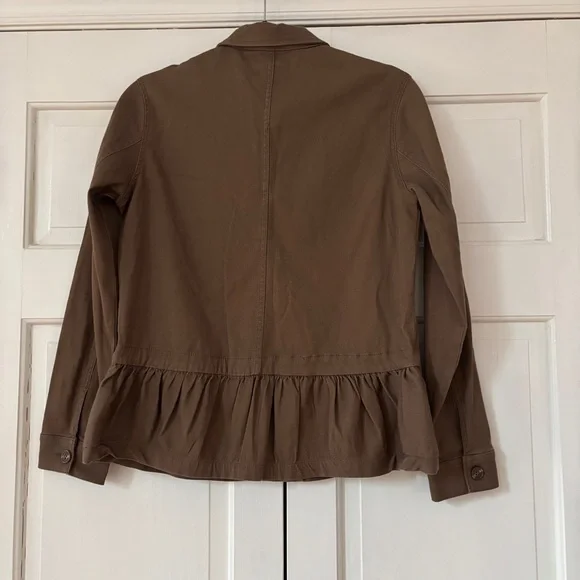 Liverpool Peplum Cargo Utility Jacket Ruffle Peplum Hem Size Small Toffee Brown - Picture 11 of 15